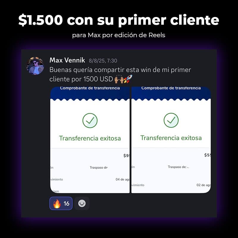 $1.500 con su primer cliente para Max